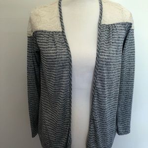 NWT blue/ white, Lacey, open cardigan lightweight
